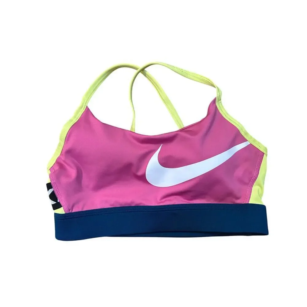 Nike Women's Pink Swoosh Icon Clash Light Support Sports Bra Size Medium